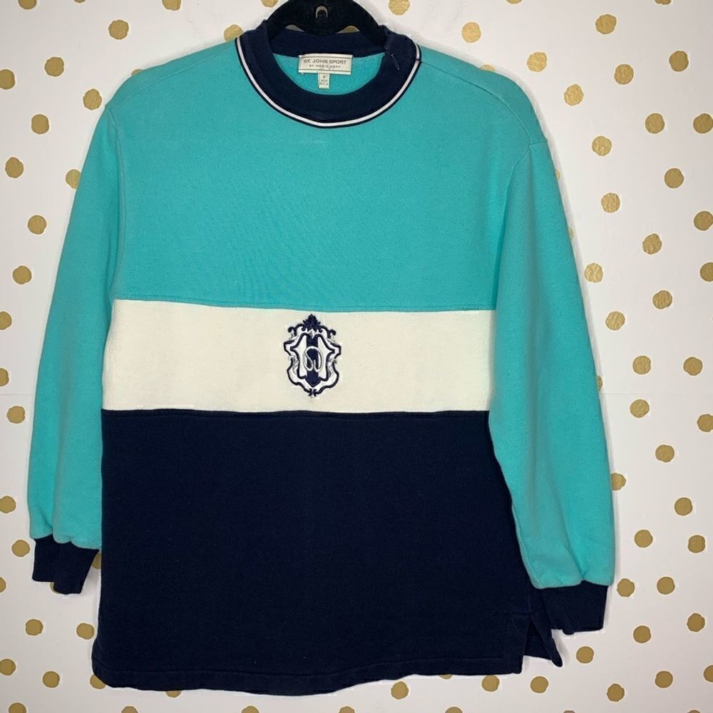 𝅺ST John Sport Color Block Crest Sweatshirt